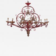 A French painted iron chandelier Circa 1945  - 3012792