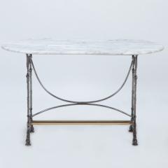 A French polished iron and marble top bistro table - 2734206
