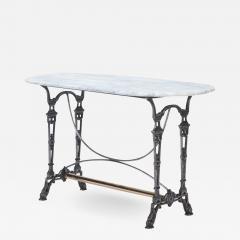 A French polished iron and marble top bistro table - 2740222