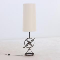 A French polished steel tall table lamp C 1950  - 3783417