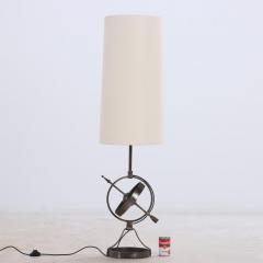 A French polished steel tall table lamp C 1950  - 3783418