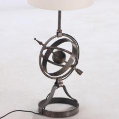 A French polished steel tall table lamp C 1950  - 3783419