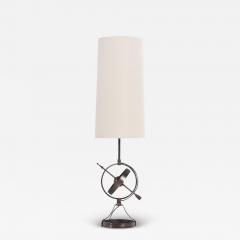 A French polished steel tall table lamp C 1950  - 3789117