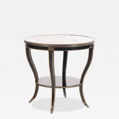 A French round marble top ebonized and gilt table C 1940  - 4217323