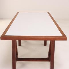 A French three part solid mahogany architects style desk C 1970  - 4234232