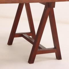 A French three part solid mahogany architects style desk C 1970  - 4234233