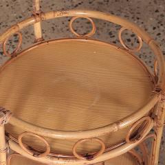 A French two tier rattan bar cart on wheels Circa 1960 - 3011252