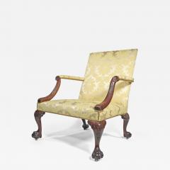 A GEORGE II STYLE MAHOGANY LIBRARY ARMCHAIR - 3302262
