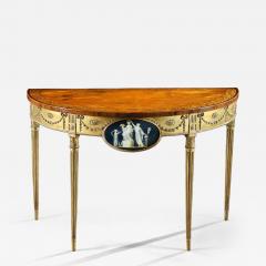 A George III Satinwood Marquetry Giltwood and Composition Demi Lune Side Table - 4412027