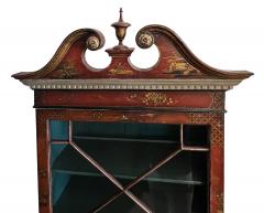 A George III Style Scarlet Japanned Chinoiserie Decorated Display Cabinets - 3993071