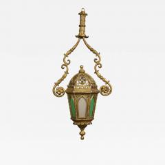 A Giltwood And Colored Glass Lantern in the Neo Gothic Taste - 968769