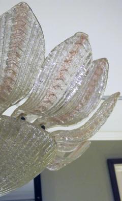 A Glamorous and Large Pair of Murano Clear and Blush Art Glass Pendants - 179878