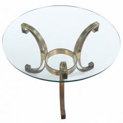 A Glass Top Bronze Pedestal Table C 1970  - 4530113