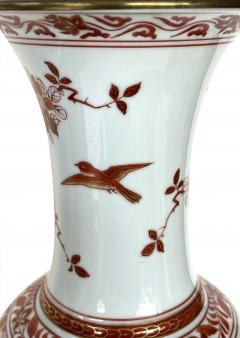 A Good Pair of Chinese Export style Floral Decorated Vases Mounted as Lamps - 3473720