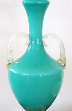 A Good Pair of Italian Murano Teal Cased Glass Urn Form Lamps - 426926