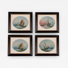 A Good Set of Four Oil on Linen Paintings of Chinese Junks by NC - 874463