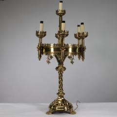 A Gothic Revival Brass Table Lamp - 4192345