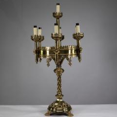 A Gothic Revival Brass Table Lamp - 4192346