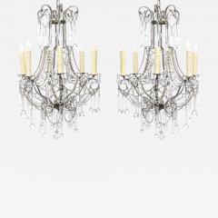 A Graceful Pair of Italian Cage Frame Beaded Chandeliers - 602972