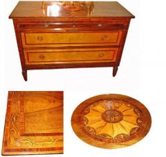 A Highly Unusual 18th Century Italian Walnut Neoclassical Marquetry Commode - 3501355