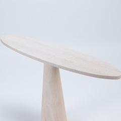 A Italian Modern oblong travertine pedestal console table C 1970  - 2689312