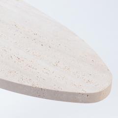 A Italian Modern oblong travertine pedestal console table C 1970  - 2689315