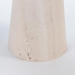 A Italian Modern oblong travertine pedestal console table C 1970  - 2689316