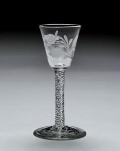 A JACOBITE ENGRAVED AIR TWIST WINE GLASS - 4742641
