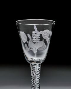 A JACOBITE ENGRAVED AIR TWIST WINE GLASS - 4742672