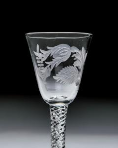 A JACOBITE ENGRAVED AIR TWIST WINE GLASS - 4742673