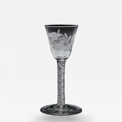 A JACOBITE ENGRAVED AIR TWIST WINE GLASS - 4745328
