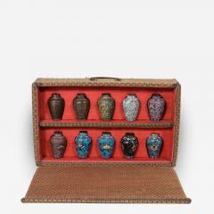 A Japanese Cloisonn Sample Set Comprising 10 Small Metal Vases - 1317010