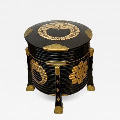 A Japanese Meiji Period Black Lacquer Hokai Lidded Box with Brass Mounts - 3487607