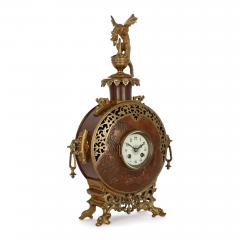 A Japonisme gilt bronze and brass three piece clock set - 4121634