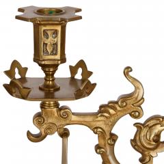 A Japonisme gilt bronze and brass three piece clock set - 4121639