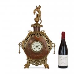 A Japonisme gilt bronze and brass three piece clock set - 4121640