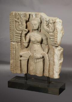 A Khmer Stone Sculpture of An Aspara Dancer - 4463312