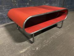 A Krynsky Capsule Shaped Cocktail table made from bent steel tubing and reclaimed metal - 4033430