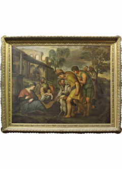 A LARGE ANTIQUE OIL ON CANVAS DEPICTING BABY JESUS - 3565882