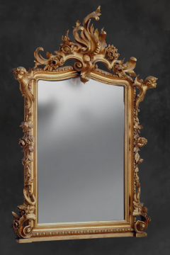 A LARGE ITALIAN ROCOCO STYLE CARVED GILT WOOD MARBLE MIRROR AND CONSOLE - 3537421