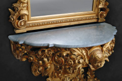 A LARGE ITALIAN ROCOCO STYLE CARVED GILT WOOD MARBLE MIRROR AND CONSOLE - 3537463