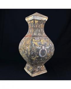 A LARGE PAINTED GREY POTTERY HAN DYNASTY PEAR SHAPED JAR AND COVER FANG HU - 1916241