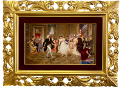 A LARGE RECTANGULAR KPM PORCELAIN PLAQUE TITLE THE DANCE LESSON - 3566648