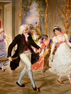 A LARGE RECTANGULAR KPM PORCELAIN PLAQUE TITLE THE DANCE LESSON - 3566843