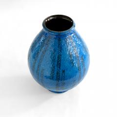 A LARGE SCALE DANISH MID CENTURY VASE WITH BLUE BLACK GLAZES  - 3413046
