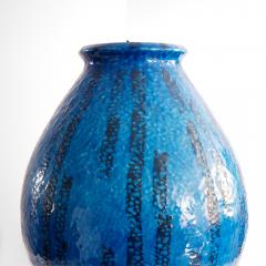 A LARGE SCALE DANISH MID CENTURY VASE WITH BLUE BLACK GLAZES  - 3413049