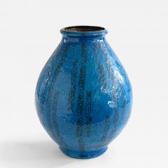 A LARGE SCALE DANISH MID CENTURY VASE WITH BLUE BLACK GLAZES  - 3478360