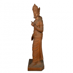 A LIFE SIZE CARVED WOOD SCULPTURE OF THE HINDU GODDESS PARVATI - 3565216