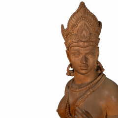 A LIFE SIZE CARVED WOOD SCULPTURE OF THE HINDU GODDESS PARVATI - 3565262