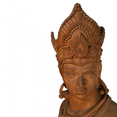 A LIFE SIZE CARVED WOOD SCULPTURE OF THE HINDU GODDESS PARVATI - 3565272